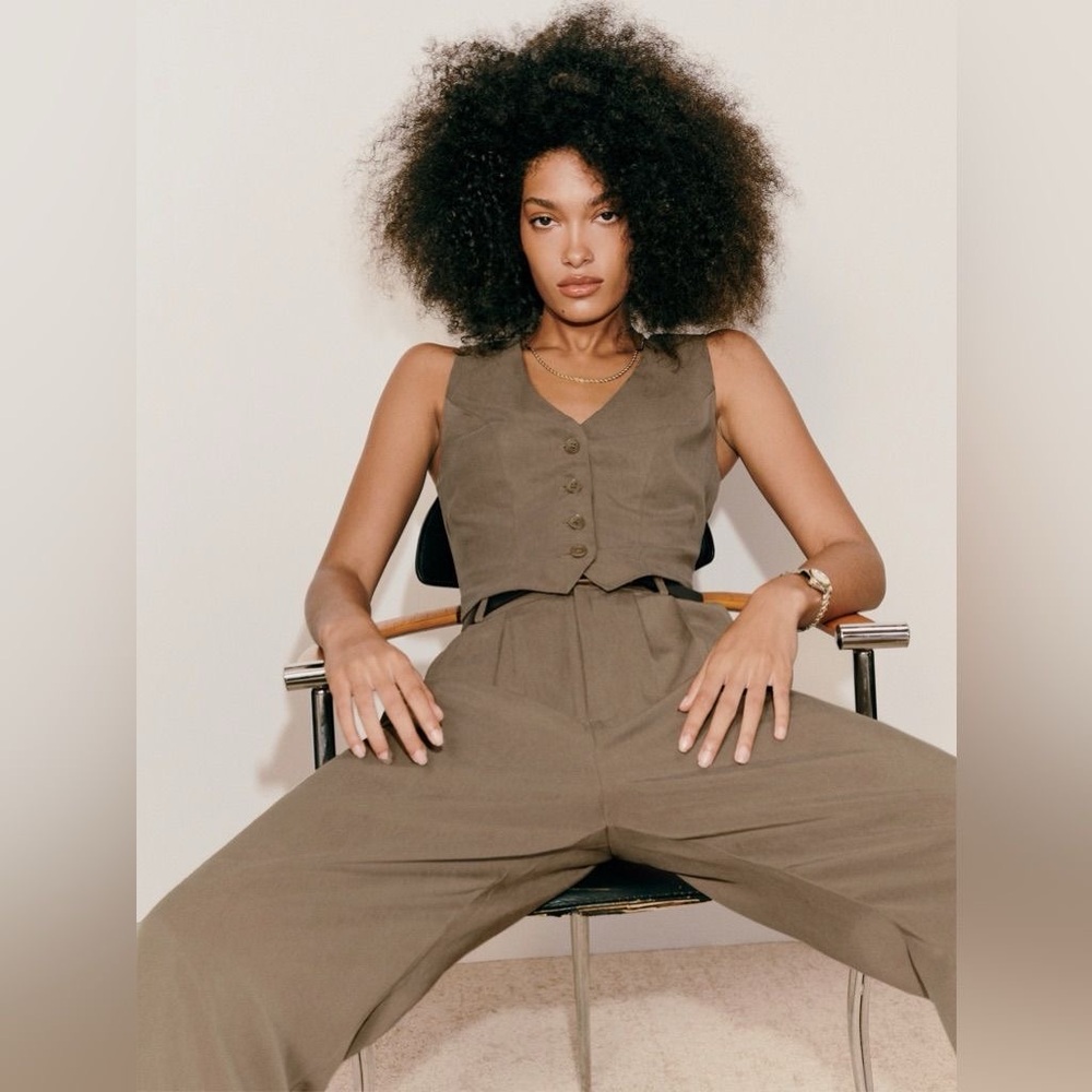 Reformation Devin Twill in Tan (US 6)